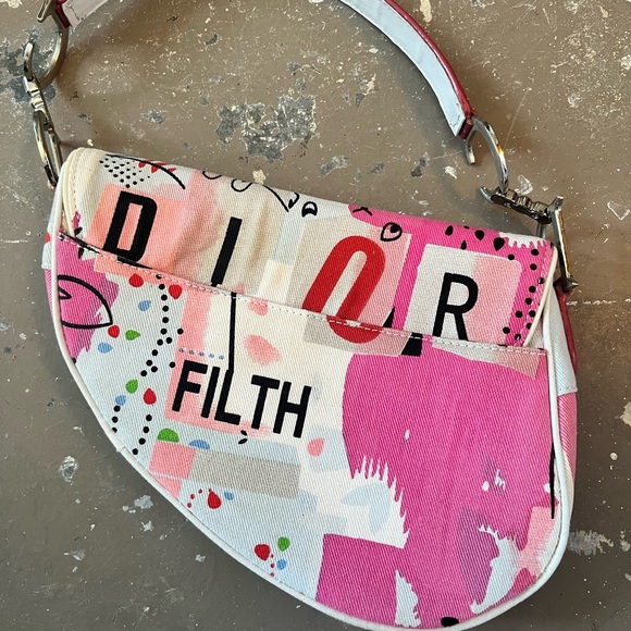 Dior Pink Graffiti Saddle Bag - Picture 2 of 7
